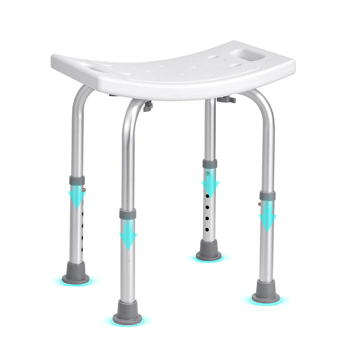 Adjustable Shower Chair for Seniors – Height Adjustable Bath Stool with Built-In Handles, Non-Slip Feet, 350 lb Capacity