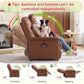Leather Power Recliner Chair with 21-Inch Seat, Electric Reclining Chair with Thick Cushions & Side Pocket for Living Room