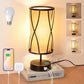 Distressed Table Lamps with LED Bulbs, 3-Way Dimmable Touch Control, USB-A and USB-C Ports, Bedside and Living Room Lighting