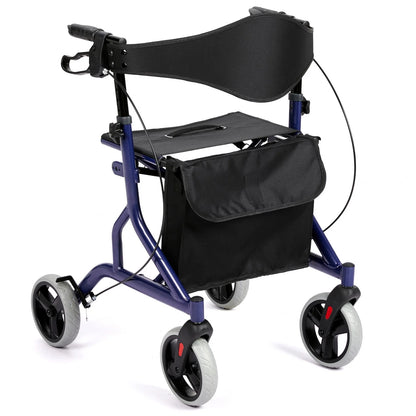 Heavy-Duty Aluminum Rollator Walker for Seniors with Seat – 330 lb Capacity, 8" All-Terrain Wheels & Dual Brakes