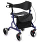 Heavy-Duty Aluminum Rollator Walker with Seat – 330 lbs Capacity, 8" All-Terrain Wheels, Foldable & Adjustable