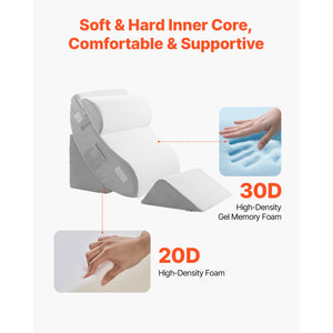 4-Piece Adjustable Bed Wedge Pillow Set for Sleeping, Leg, Neck, Back & Shoulder Support, Post-Surgery Positioning Pillows