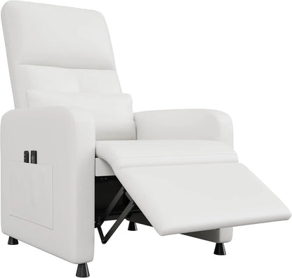 Power Recliner Chair with Massage & Heat, Electric Adjustable Single-Seat Sofa with USB Port & Side Pockets for Living Room