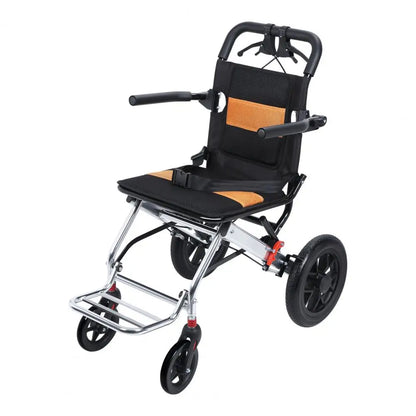Lightweight Foldable Transport Wheelchair – 15.75" Seat Portable Travel Chair with Handbrakes