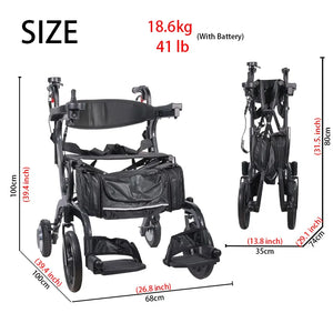 Power Assist Electric Folding Rollator Walker with Seat