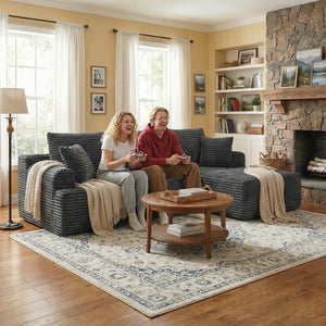 95-Inch L-Shaped Modular Sofa – Modern Boneless Sectional Couch with Comfortable Foam Seating, No Assembly Required