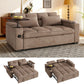 65-Inch 3-in-1 Convertible Sofa Bed – Pull-Out Sleeper Couch with 360° Swivel Side Table & USB Charging, Black