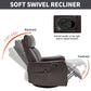Manual Recliner Chair with Heat & Massage, Faux Leather Rocker Swivel Chair for Living Room – Brown