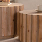 Walnut Round Nesting Coffee Table Set of 2, 19.7" & 27.5" Rustic Farmhouse Wood Tables