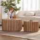 Walnut Round Nesting Coffee Table Set of 2, 19.7" & 27.5" Rustic Farmhouse Wood Tables