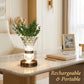 Rechargeable Crystal Vase LED Table Lamp, Touch Control, Stepless Dimming, 3 Color Modes, 500mAh Battery