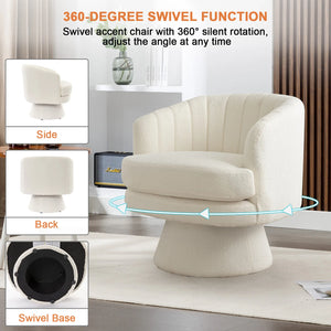 360° Swivel Barrel Accent Chair with Armrests – Modern Curved Back Upholstered Lounge Chair for Living Room & Bedroom