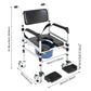 Foldable Rolling Shower Commode Chair with Bidet – Height Adjustable Toilet & Bath Seat with Wheels, 352 lb Capacity