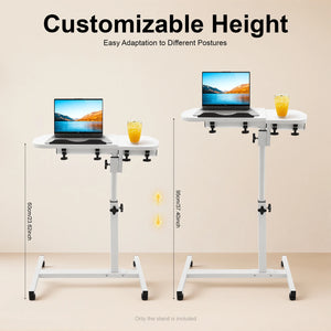 White Height Adjustable Laptop Desk – Portable Mobile Folding Computer Table, Bed Tray & Study Workstation for Home Office