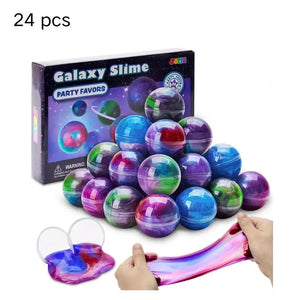24-Pack Galaxy Slime Balls, Stretchy Non-Sticky Slime Party Favors & Classroom Rewards