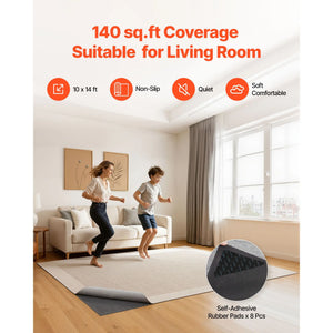 10 x 14 ft Non-Slip Rug Pad, Dual-Surface Felt Cushion & Rubber Gripper for Hardwood Floor Protection and Area Rugs