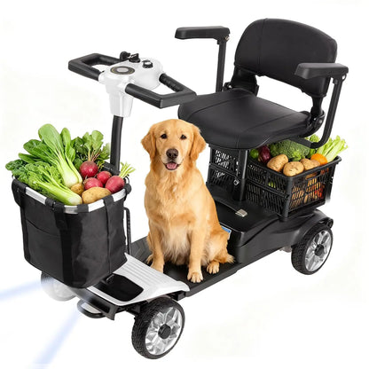 4-Wheel Folding Mobility Scooter for Adults – 250W Motor, 15-Mile Range, 330 lb Capacity & Removable Battery