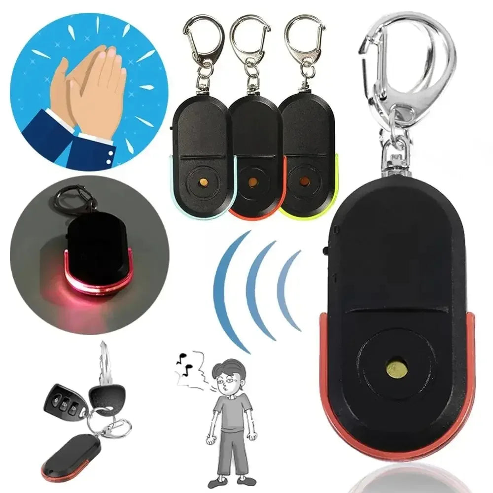 Anti-Lost Key Finder with Whistle Sound Activation, LED Flashing Beep Alarm Keychain Locator for Keys & Personal Items