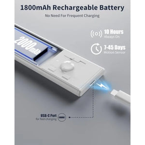 Under Cabinet Lighting, 12 Inch Motion Sensor Light Indoor, 1800mAh USB Rechargeable Closet Light, 3 Color Temperature Operable