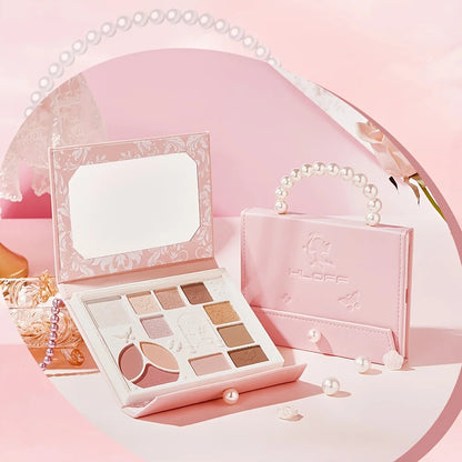 Handbag-Shaped Eyeshadow & Blush Palette, Embossed Dual-Function Makeup Compact