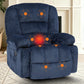 Oversized Corduroy Swivel Rocker Recliner Chair with Massage & Heat, 360° Glider with Cup Holder, Side Pockets & Storage