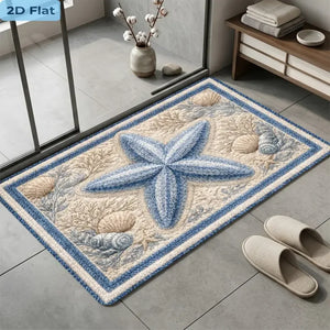 Soft Flannel Bathroom Floor Mat, Absorbent Bath Rug with Non-Slip PVC Backing, Printed Floor Mat for Bathroom & Doorway