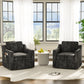 Set of 2 360° Swivel Accent Chairs – Large Upholstered Square Armchairs with Deep Seat for Living Room & Reading Lounge
