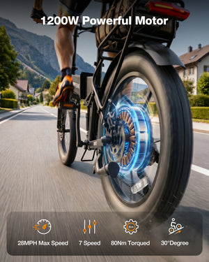 Z20 Folding Electric Bike for Adults – 1200W Peak Motor, 48V 12Ah Removable Battery, 20" Fat Tires, 28 MPH