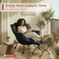 Modern Lounge Chair with Foldable Ottoman – Oversized Cushioned Reading Armchair with Footrest & Side Pocket
