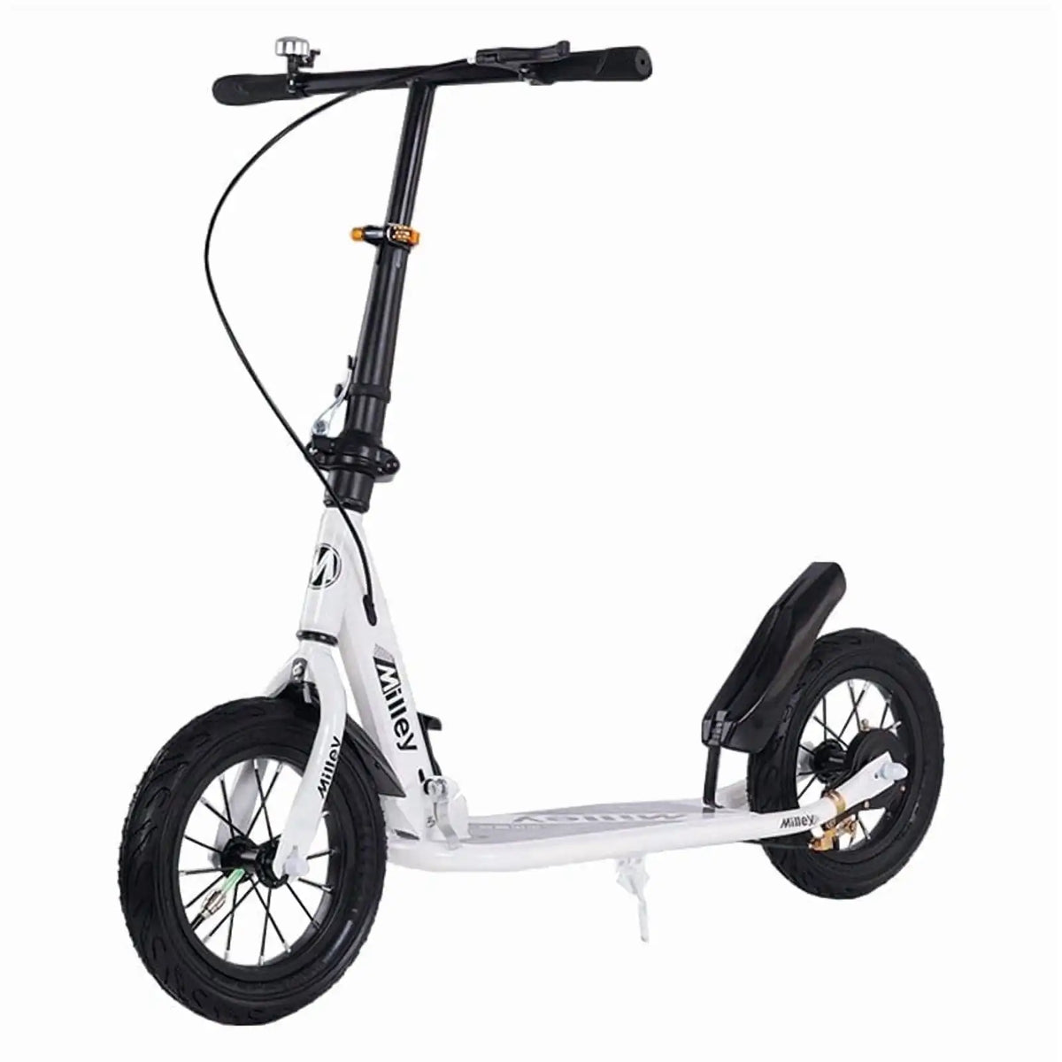 12" Big Wheel Kick Scooter for Adults & Teens, Foldable Commuter Scooter, Pneumatic Tires, Dual Hand Brakes, 220 lb Capacity