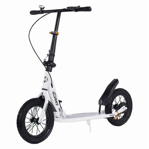 12" Big Wheel Kick Scooter for Adults & Teens, Foldable Commuter Scooter, Pneumatic Tires, Dual Hand Brakes, 220 lb Capacity