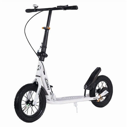 12" Big Wheel Kick Scooter for Adults & Teens, Foldable Commuter Scooter, Pneumatic Tires, Dual Hand Brakes, 220 lb Capacity