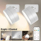 Rechargeable Magnetic LED Wall Reading Light, Remote Control, 360° Rotation, 3 Color Temperatures, Stepless Dimming, White, 1–2 Pack