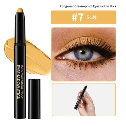 Cream Eyeshadow Stick, Matte and Shimmer Shades, Waterproof Smudge-Resistant Eye Makeup Pencil, 8 Colors Available