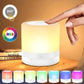 7-Color LED Bedside Table Lamp with Wooden Base, Dimmable Brightness and Remote Control
