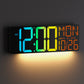 18-Inch RGB LED Digital Wall Clock with Remote Control, Temperature & Date Display, Timer, Auto DST, Dimmable Brightness