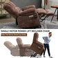 Large Chenille Power Lift Recliner Chair with Wide Seat, High Back, 8-Point Vibration Massage & Lumbar Heat – Brown