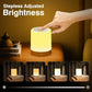 Rechargeable Touch Bedside Table Lamp, Dimmable Warm White 2800K–3100K and RGB Color-Changing Portable Night Light