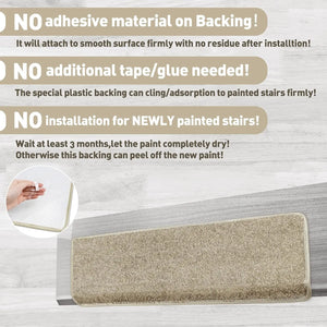 Non-Slip Carpet Stair Treads, 30 x 9.5 Inch Self-Adhesive Washable Indoor Stair Mats for Wooden Steps, Multiple Pack Sizes