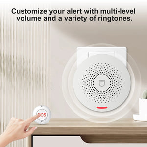Smart WiFi SOS Emergency Button – Tuya Home Alert System with Adjustable Sound & Light Alarm