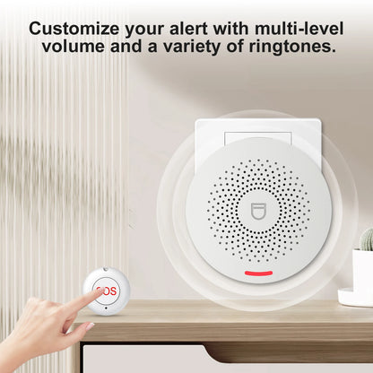 Smart WiFi SOS Emergency Button – Tuya Home Alert System with Adjustable Sound & Light Alarm