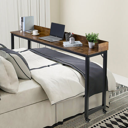 Queen/Full Size Overbed Table with Wheels, Mobile Rolling Laptop Computer Desk, Dining & Bar Table for Bedroom and Home