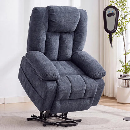 Power Lift Recliner Chair with Massage & Heat, 3-Position Electric Stand Assist Sofa with USB Ports, Cup Holders & Side Pockets
