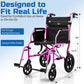 Ultra-Lightweight Foldable Transport Wheelchair – Extra-Wide Seat, Handbrakes & 12" Rear Wheels