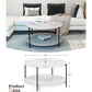 2-Tier Round Coffee Table with Storage Shelf, Marble-Style Wood Center Table for Living Room & Bedroom