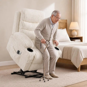 Modern White Massage Recliner Chair with Heat, Swivel Rocking Single Sofa with Manual Reclining for Living Room