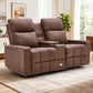 2-Seater Reclining Loveseat Sofa with Massage & Heat – PU Leather Manual Recliner with Cup Holders, Storage & Charging Ports