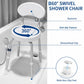 60° Swivel Shower Chair for Seniors – Height Adjustable Bath Seat with Backrest, Non-Slip Feet, 330 lb Capacity
