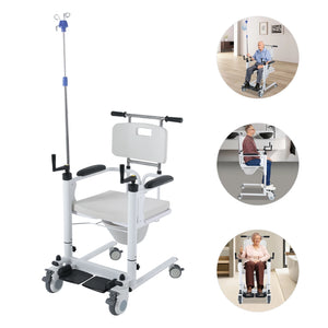 3-in-1 Patient Transfer Chair – Adjustable Shower & Commode Wheelchair for Home Care