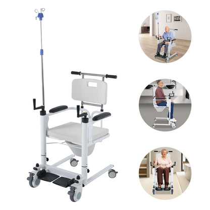 3-in-1 Patient Transfer Chair – Adjustable Shower & Commode Wheelchair for Home Care